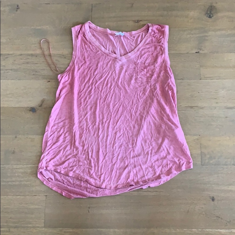 Cable & gauge distressed pink tank